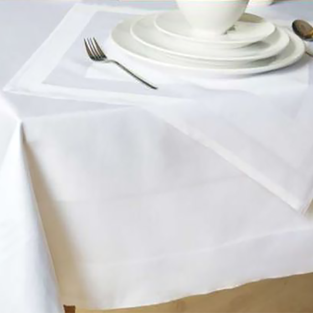 Gastro-Mitteldecke mit Atlaskante Gastro-Mitteldecke Atlasstreifen weiß