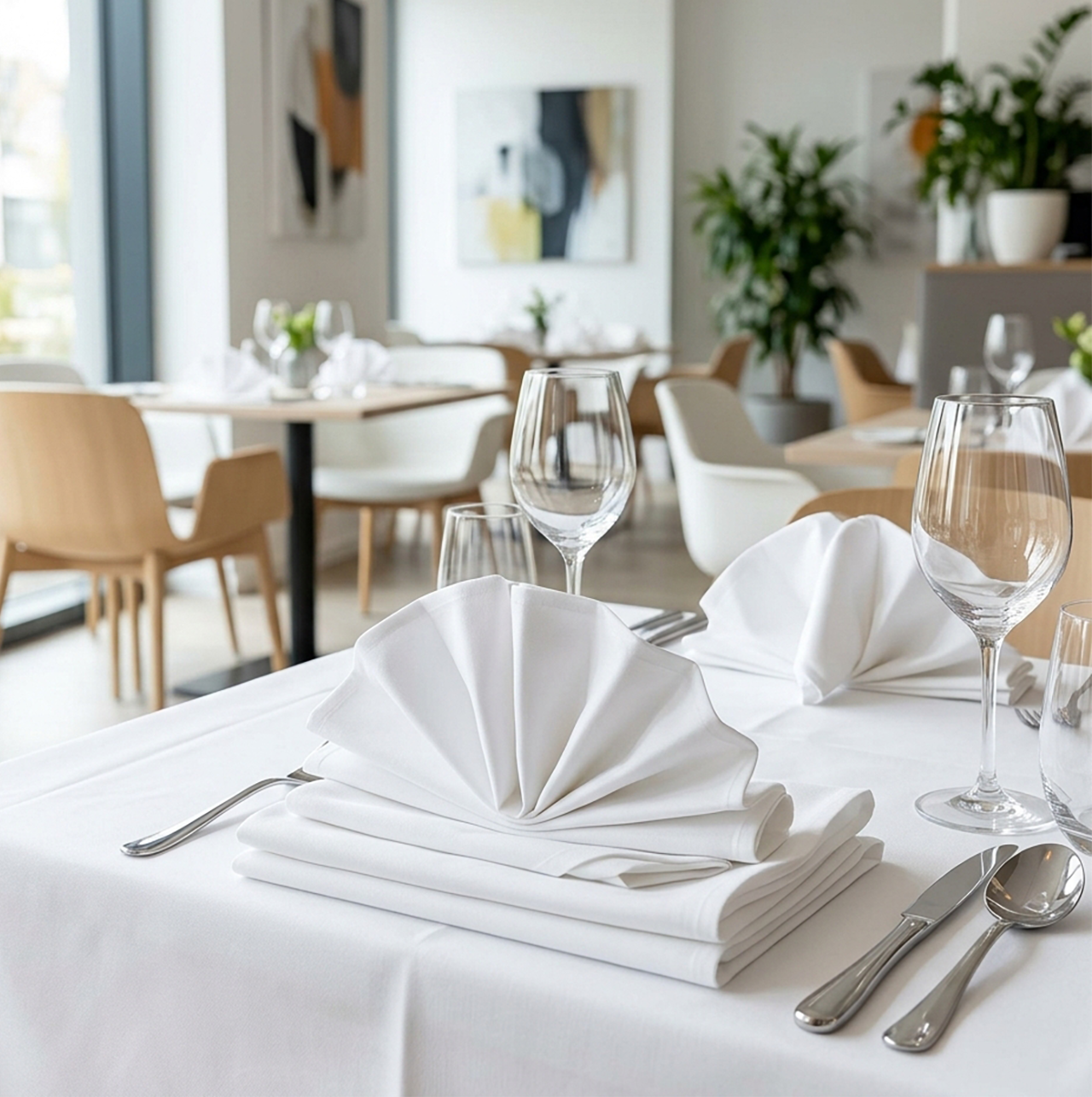 Gastro-Serviette 4-seitig gesaeumt, ohne Muster