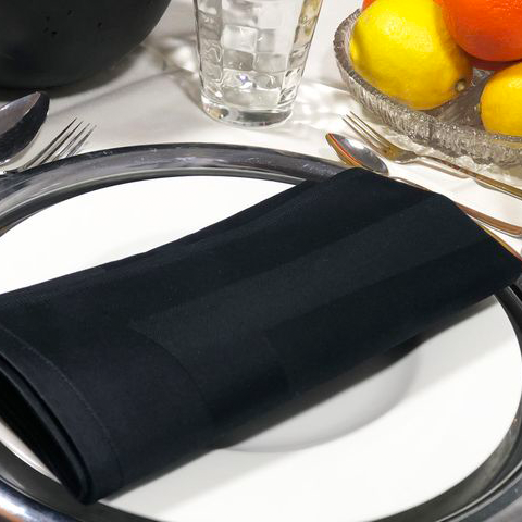 Gastro-Serviette schwarz Atlasstreifen50x50 Gastro-Serviette schwarz Atlasstreifen50x50