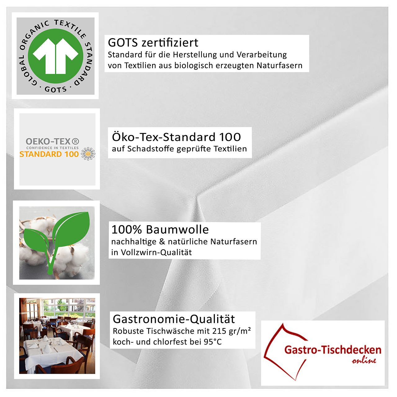 Zertifikate-Gots-OekoTex100 Zertifikate-Gastro-Tischdecken-Gots-Oeko-Tex100