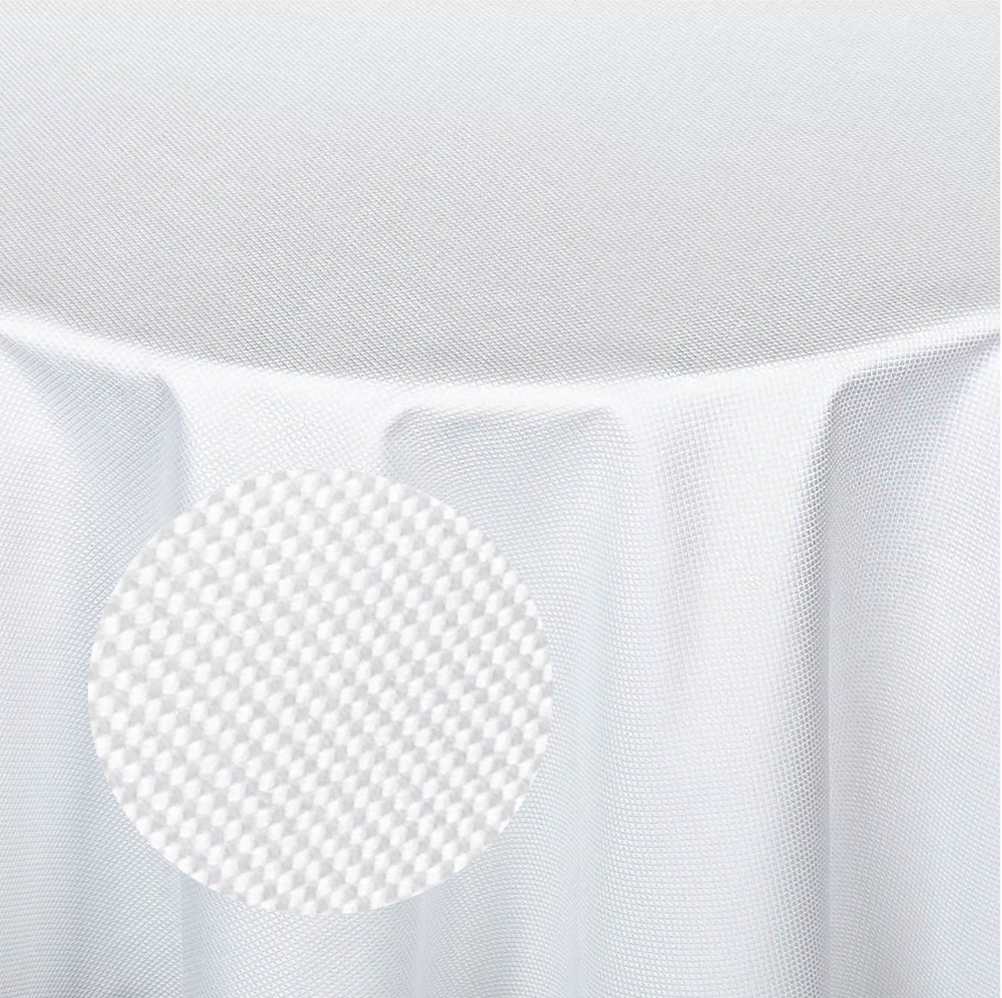 Gastro-Tischdecke rund, weiß ohne Muster, Dessin Korbgeflecht Gastro-Tischdecke rund, weiß ohne Muster, Dessin Korbgeflecht
