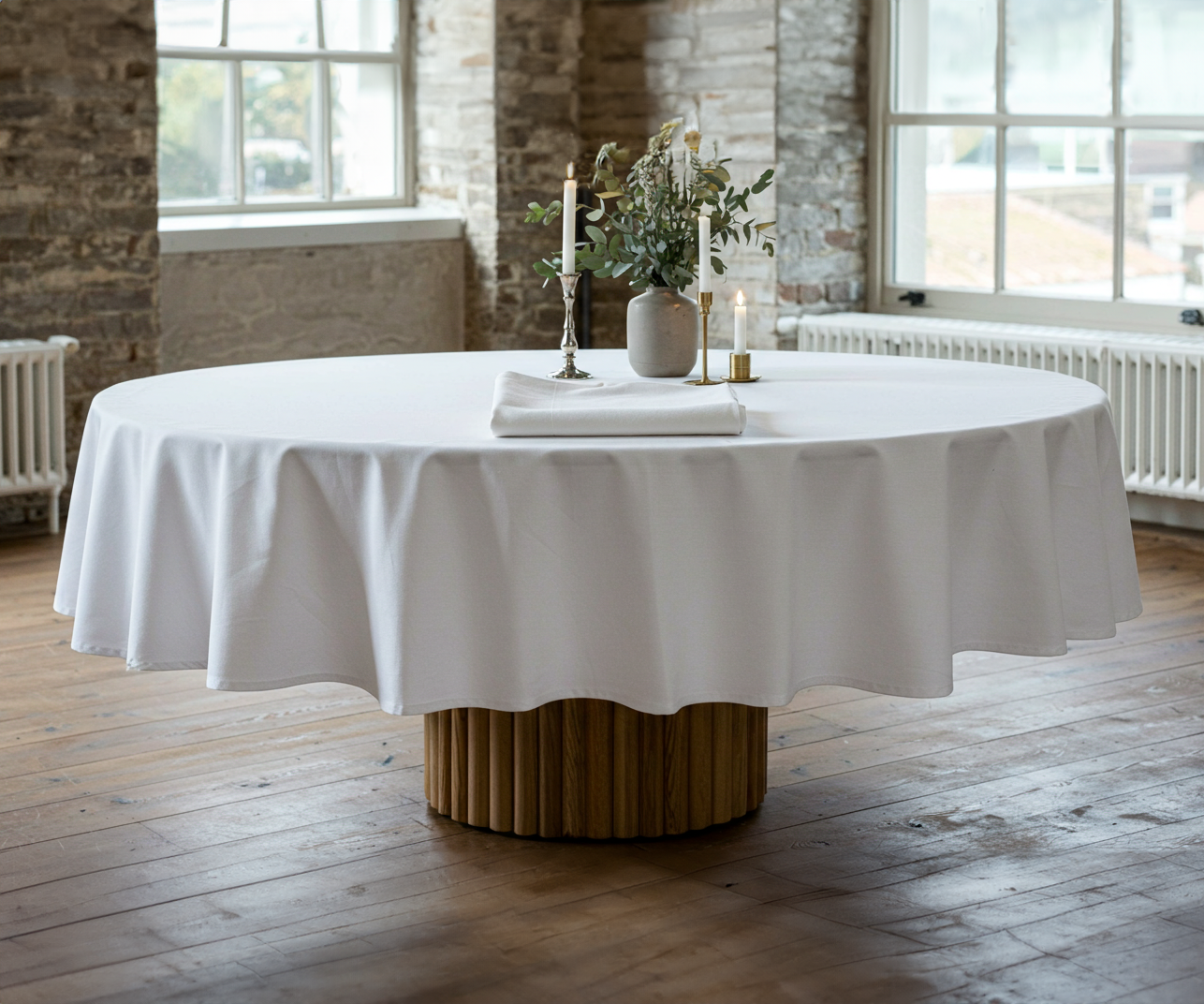 Gastronomie-Tischdecke, rund, weiß, ohne Muster, Ø 200