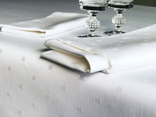 Tischdecke 130x220 cm weiß Damast Baumwolle Vollzwirn *Gastro-Qualität* 