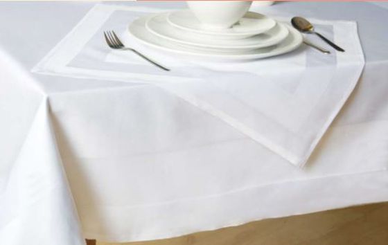 5x Tischdecke Tafeltuch 140x180 cm Gastroware Baumwolle  Atlaskante  weiß 