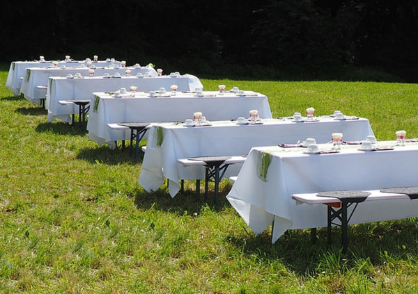 Gastronomie-Tischdecke für Biertische, weiß, 110x250