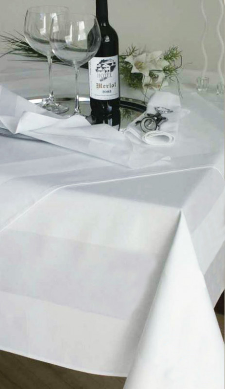 Tischdecke Vollzwirn Damast 260 cm rund weiß Gastro Hotel Bistro Party Hochzeit 