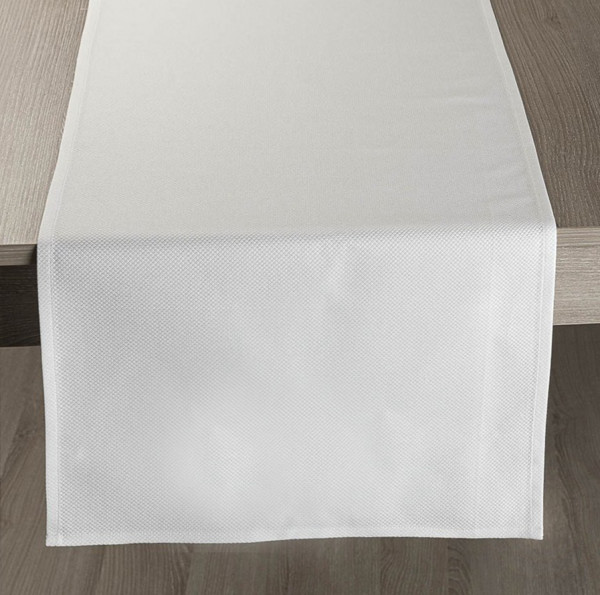 Gastronomy tablerunner, plain white, basket waeve 40x130